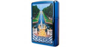 Зажигалка ZIPPO Петергофский фонтан, с покрытием Sapphire™, латунь/сталь, синяя, 36x12x56 мм